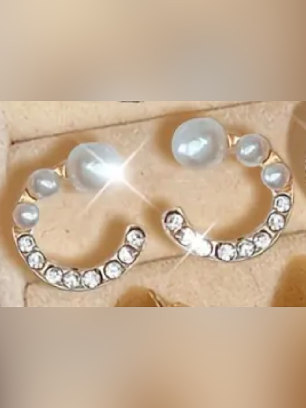 Crystal and Pearl Stud Earring Set - Elegant Gold Tone
